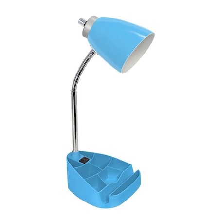 Feeltheglow Gooseneck Organizer Desk Lamp with iPad Tablet Stand Book Holder & Charging Outlet; Blue FE881585